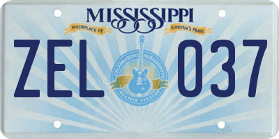 MS license plate ZEL037