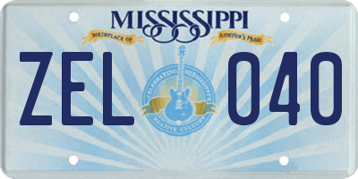MS license plate ZEL040