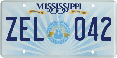 MS license plate ZEL042