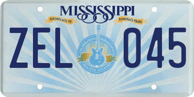 MS license plate ZEL045