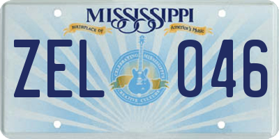 MS license plate ZEL046