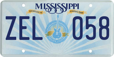 MS license plate ZEL058