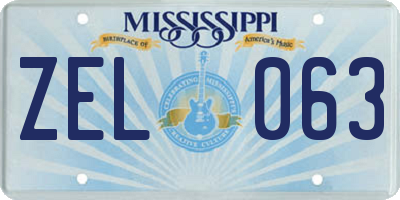 MS license plate ZEL063