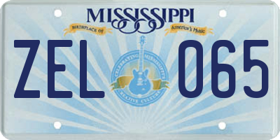 MS license plate ZEL065