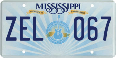 MS license plate ZEL067