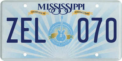 MS license plate ZEL070