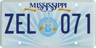 MS license plate ZEL071