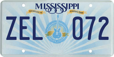 MS license plate ZEL072