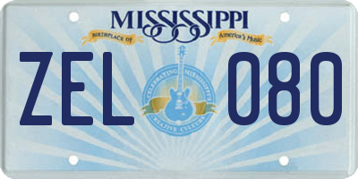 MS license plate ZEL080