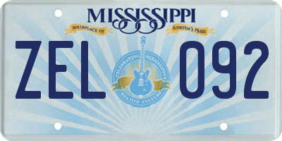 MS license plate ZEL092