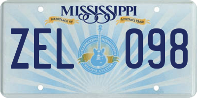 MS license plate ZEL098