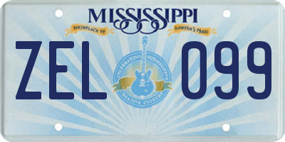 MS license plate ZEL099