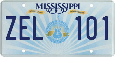MS license plate ZEL101