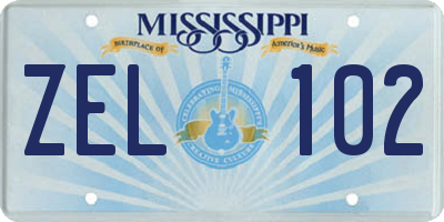 MS license plate ZEL102
