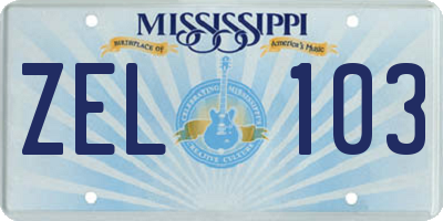 MS license plate ZEL103