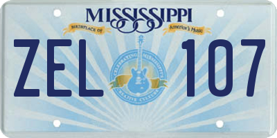 MS license plate ZEL107
