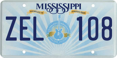 MS license plate ZEL108