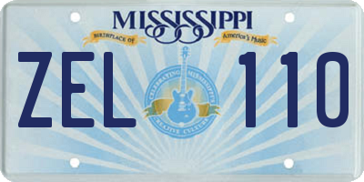 MS license plate ZEL110