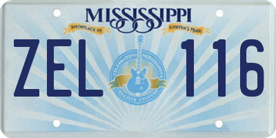 MS license plate ZEL116