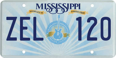 MS license plate ZEL120