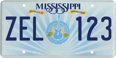 MS license plate ZEL123