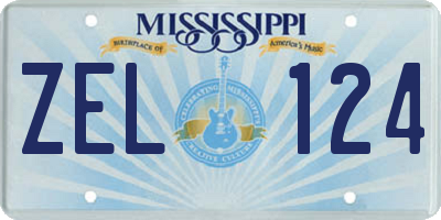 MS license plate ZEL124
