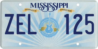 MS license plate ZEL125