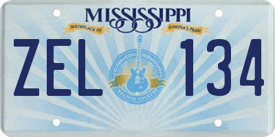 MS license plate ZEL134