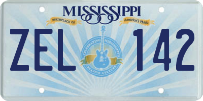 MS license plate ZEL142