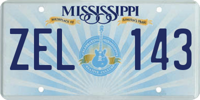 MS license plate ZEL143