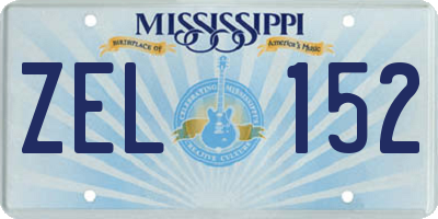 MS license plate ZEL152