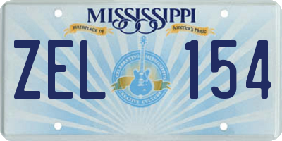 MS license plate ZEL154