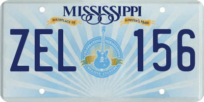 MS license plate ZEL156