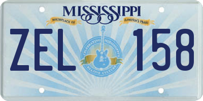 MS license plate ZEL158