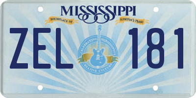 MS license plate ZEL181