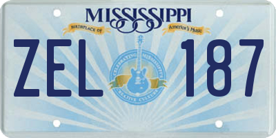 MS license plate ZEL187