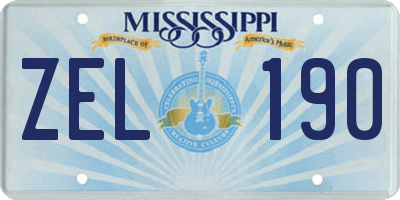MS license plate ZEL190