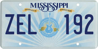 MS license plate ZEL192