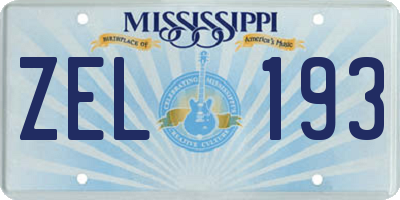 MS license plate ZEL193