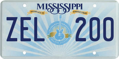 MS license plate ZEL200