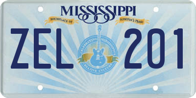 MS license plate ZEL201