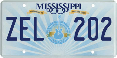 MS license plate ZEL202