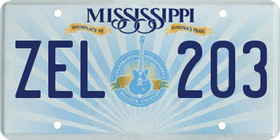 MS license plate ZEL203