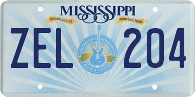 MS license plate ZEL204