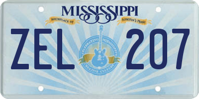 MS license plate ZEL207