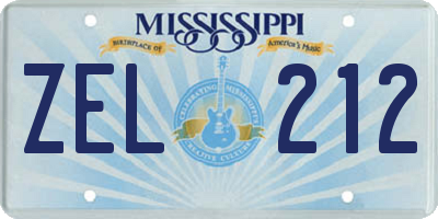 MS license plate ZEL212