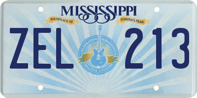 MS license plate ZEL213