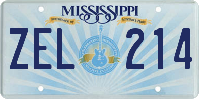 MS license plate ZEL214