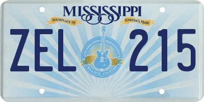 MS license plate ZEL215