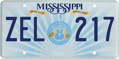MS license plate ZEL217